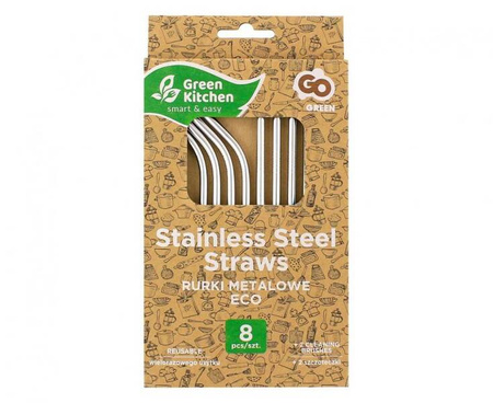 SŁOMKI METALOWE SREBRNE 8 SZT EKO