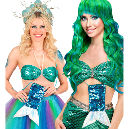 TOREBKA NA RAMIĘ SYRENKI NIEBIESKA CEKINOWA