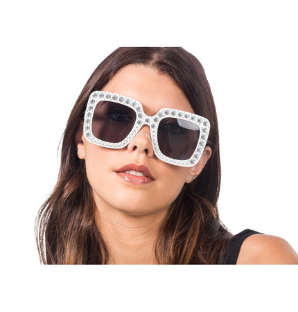 OKULARY CEKINY BIAŁE DISCO