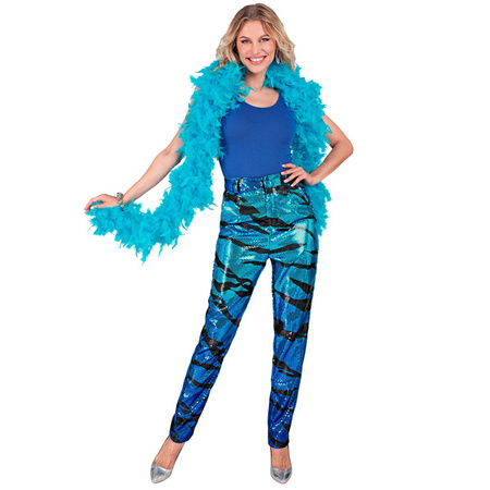 SPODNIE DAMSKIE CEKINOWE NIEBIESKIE FALE