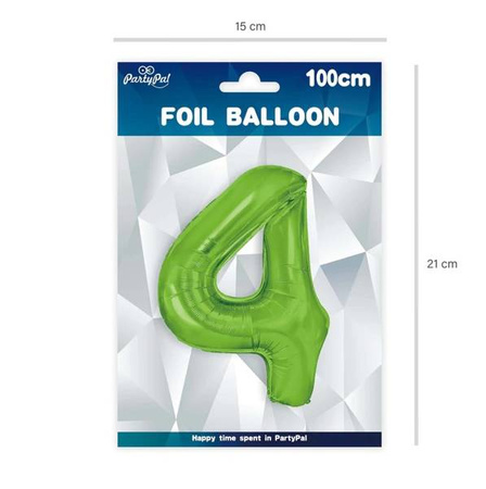 BALON FOLIOWY 100 CM CYFRA 4 ZIELONY