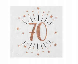 SERWETKI PAPIEROWE 70 URODZINY RÓŻOWE 33 CM 10 SZT.
