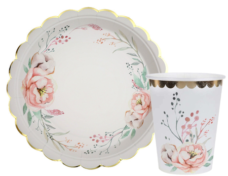 ZESTAW KWIATY TALERZYKI+KUBECZKI PASTEL