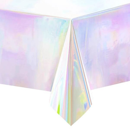 OBRUS OPALIZUJĄCY SREBRNY 137 X 274 CM