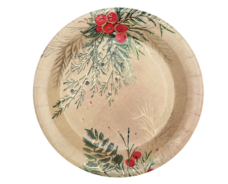 TALERZYKI PAPIEROWE ŚWIĄTECZNE JARZĘBINA 23 CM 10 SZT