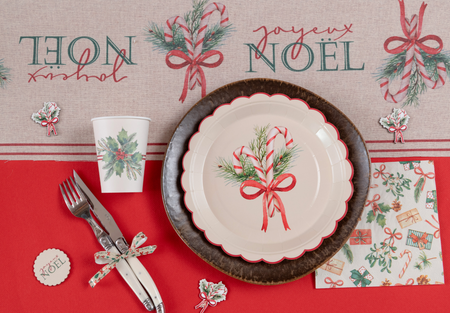 TALERZYKI PAPIEROWE ŚWIĄTECZNY BUKIET 23 CM 10 SZT