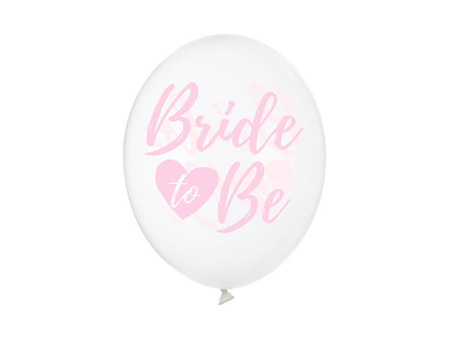 BALONY 30cm, PRZEJRZYSTE BRIDE TO BE RÓŻ, 6 SZT.