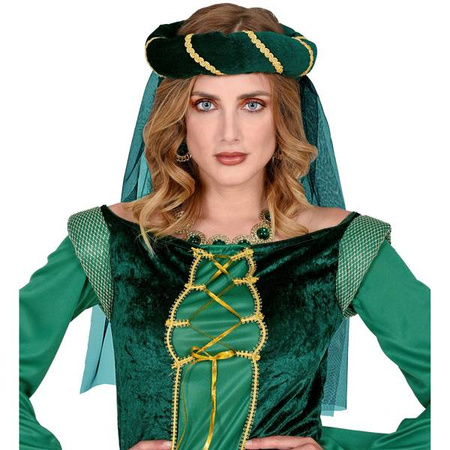 ŚREDNIOWIECZNE NAKRYCIE GŁOWY Z WELONEM ZIELONE