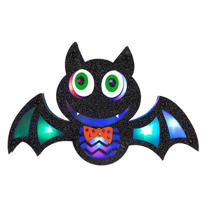 PIPISTRELLO DECORO PARETE CON 9 LUCI LED MULTICOLORE LAMPEGGIANTI 28x17 cm 