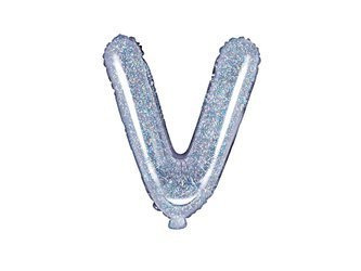 BALON FOLIOWY 35cm, LITERA V HOLOGRAFICZNY
