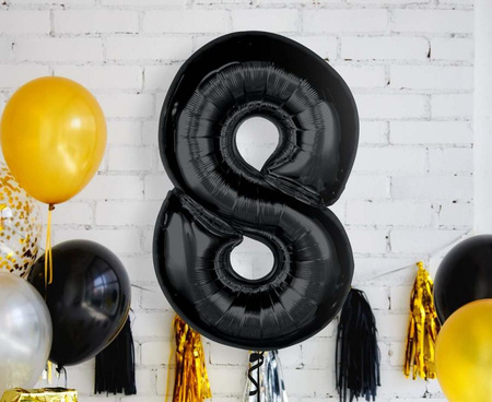 BALON FOLIOWY CYFRA 8 CZARNA 92 CM
