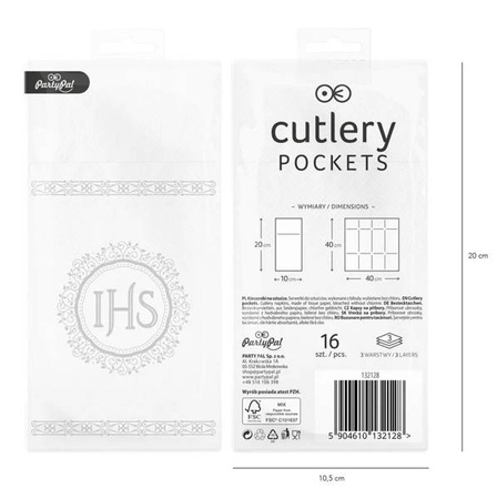 SERWETKI KIESZONKI NA SZTUĆCE KOMUNIA ŚW. SREBRNE