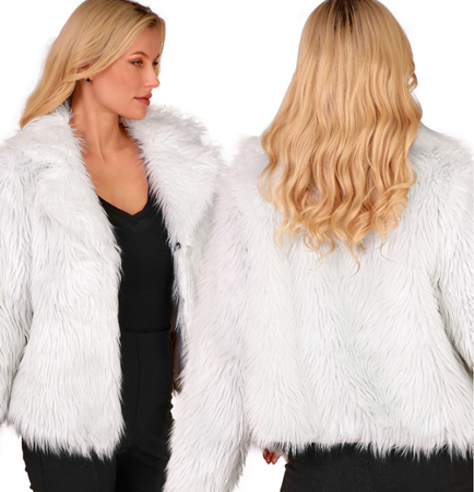 KURTKA PLUSZOWA DAMSKA BIAŁA