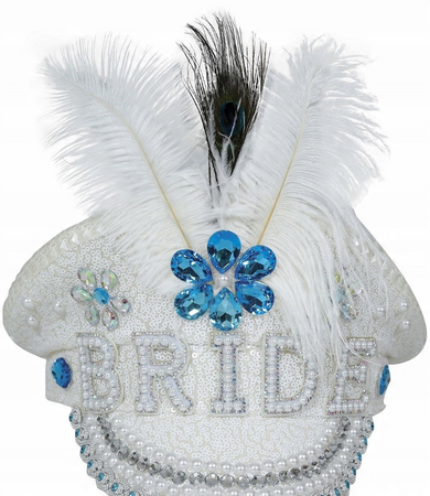 CZAPKA KLUBOWA BRIDE Z PIÓRKIEM PANNA MŁODA