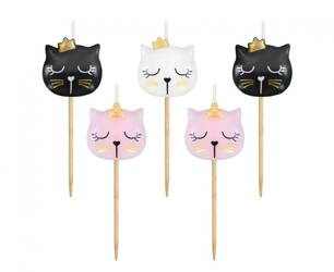 ŚWIECZKI URODZINOWE KOTKI 5 SZT