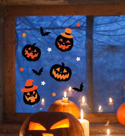 ŻELOWE NAKLEJKI NA OKNO DYNIE HALLOWEEN