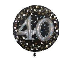 BALON FOLIOWY 81cm, 3D 40 URODZINY HOLOGRAFICZNY