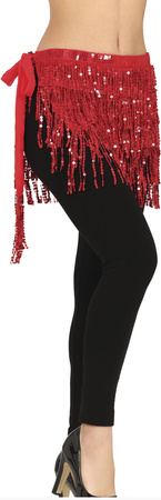 CZERWONA CEKINOWA SPÓDNICZKA TANCERKI BRZUCHA