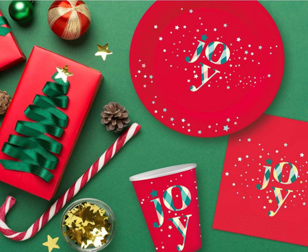 TALERZYKI PAPIEROWE ŚWIĄTECZNE CZERWONE 18 CM 6 SZT