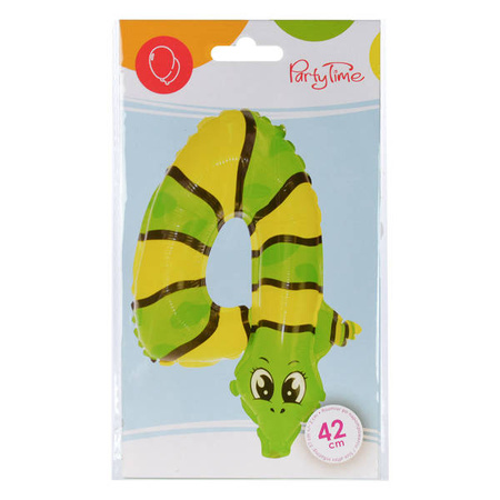 BALON FOLIOWY ZWIERZĄTKO CYFRA 4 45 CM