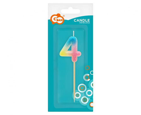 ŚWIECZKA PIKER CYFERKA 4 OMBRE PASTELOWA