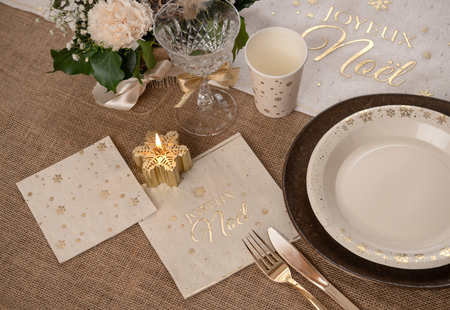 KUBECZKI PAPIEROWE ZŁOTE GWIAZDKI KOŚĆ SŁONIOWA 270 ML 10 SZT