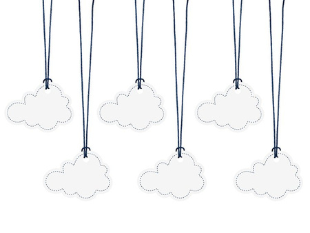 ZAWIESZKI 7,1 x 5,2 cm CHMURKI 6 szt.