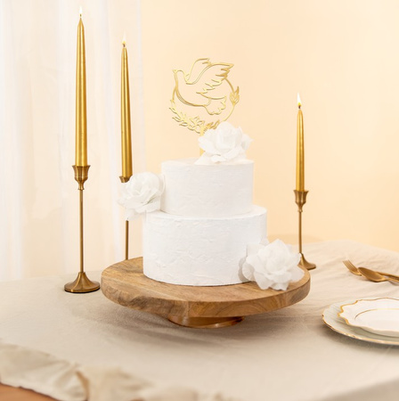 TOPPER KOMUNIA ŚWIĘTA GOŁĄB LUSTRZANY ZŁOTY IHS