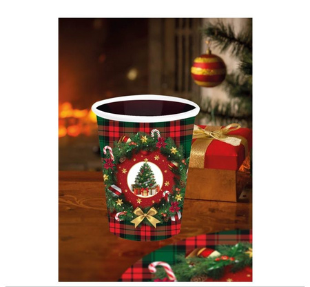 KUBECZKI PAPIEROWE MERRY CHRISTMAS CHOINKA KRATA 240 ML 6 SZT.