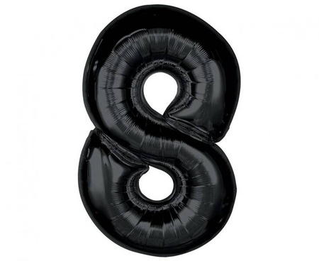 BALON FOLIOWY CYFRA 8 CZARNA 92 CM