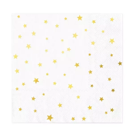 SERWETKI BIAŁE ZŁOTE GWIAZDKI 10SZT