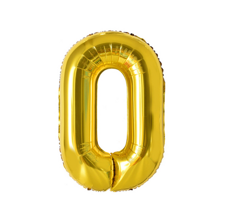BALON CYFRA 0 ZŁOTY 100 CM