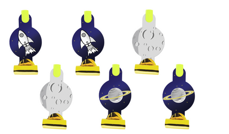 GWIZDKI TRĄBKI URODZINOWE KOSMOS 6 SZT.