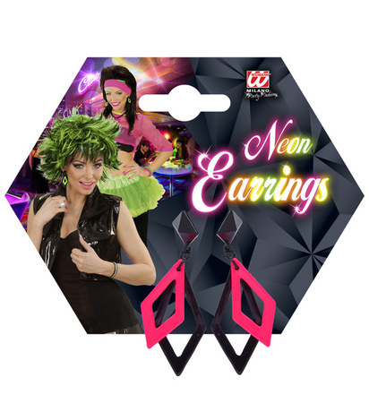 KOLCZYKI ROMBY RÓŻOWO-CZARNE