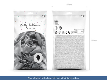 BALONY GLOSSY 27cm, SREBRNY 50 szt.