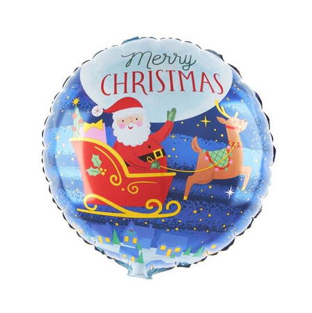 BALON FOLIOWY MIKOŁAJ W SANIACH 45 CM