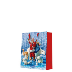 TORBA PREZENTOWA ŚWIĘTY MIKOŁAJ ZE ZWIERZĘTAMI 20 X 25 X 10 CM