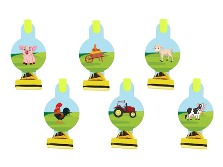 GWIZDKI TRĄBKI URODZINOWE FARMA 6 SZT