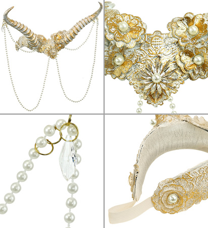 BIAŁE ROGI Z PERŁAMI