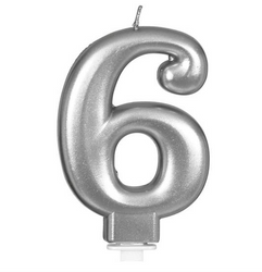 ŚWIECZKA URODZINOWA 6 SREBRNA