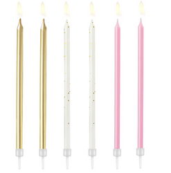 ŚWIECZKI URODZINOWE 3 KOLORY CIEPŁE 6 SZT.