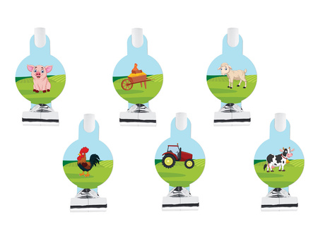 GWIZDKI TRĄBKI URODZINOWE FARMA 6 SZT