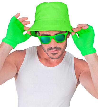 RĘKAWICZKI ZIELONE KRÓTKIE BEZ PALCÓW LATA 80