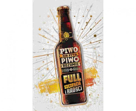Kartka życzenia ogólne, Butelka z piwem, 13x20,5 cm