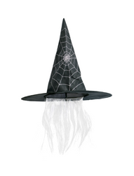 KAPELUSZ CZAROWNICY CZARNY Z WŁOSAM