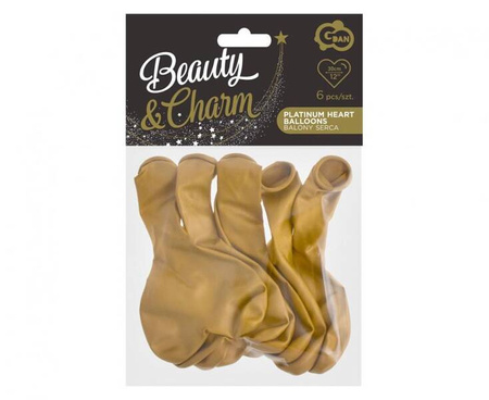 BALONY PLATYNOWE SERCA ZŁOTE 30 CM 6 SZT.
