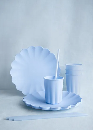 TALERZYKI PLASTIKOWE FALBANKA 22 X 22 CM BŁĘKITNY 4 SZT