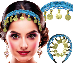 OPASKA ZŁOTE MONETY NIEBIESKA