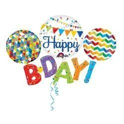 BALON FOLIOWY 142x91cm, HAPPY B-DAY