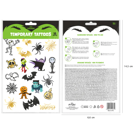 TATUAŻE ZMYWALNE HALLOWEEN MONSTERS 19 SZT.